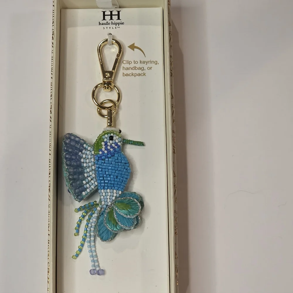 Haute Hippie Beaded Hummingbird Keychain Purse Charm New‎ - Picture 6 of 7